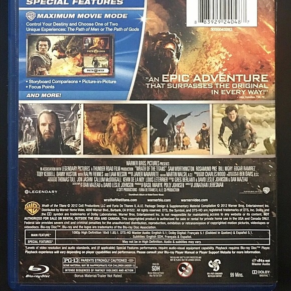 Wrath of the Titans Blu-ray / DVD 2 Disc Set Both Discs In MINT Condition 2012 - Picture 3 of 13